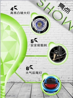 Colorful Electric City Bike , Electric Scooters And Bikes With Pulley Hilight / LED Headlight