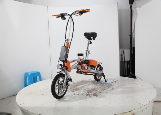 250W Folding Electric Bicycle Orange Small Commuter Electric Bike Folding