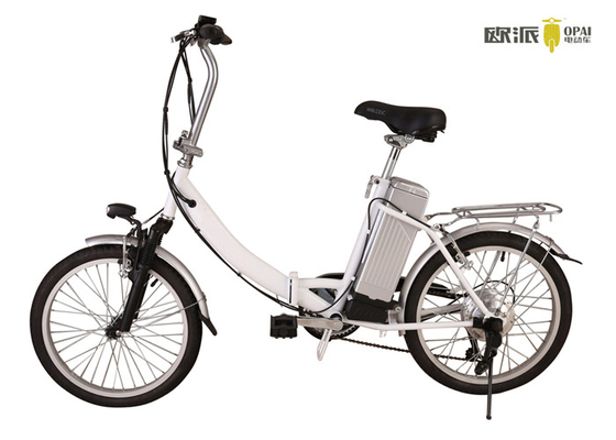 Silver Folding Electric Bicycle Lightweight Adjustable Two Wheel Electric Bike